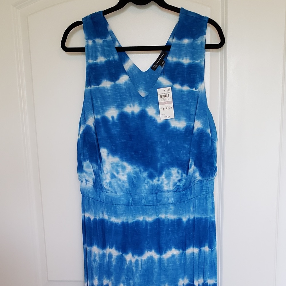 Sleeveless rayon maxi dress, tie-dye style. NWT